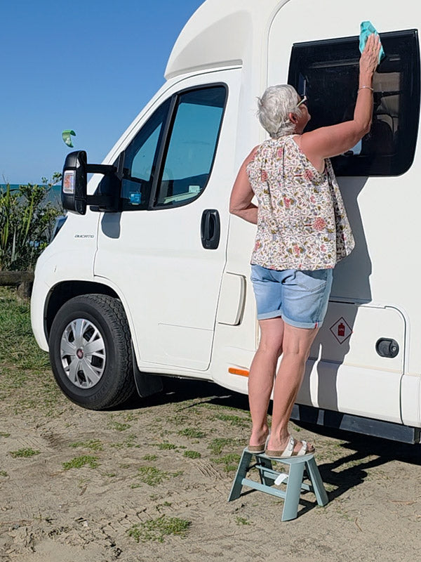 Perfect step stool for a campervan